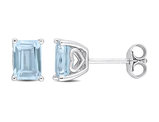 2.50 Carat (ctw) Blue Topaz Emerald-Cut Solitaire Stud Earrings in Sterling Silver